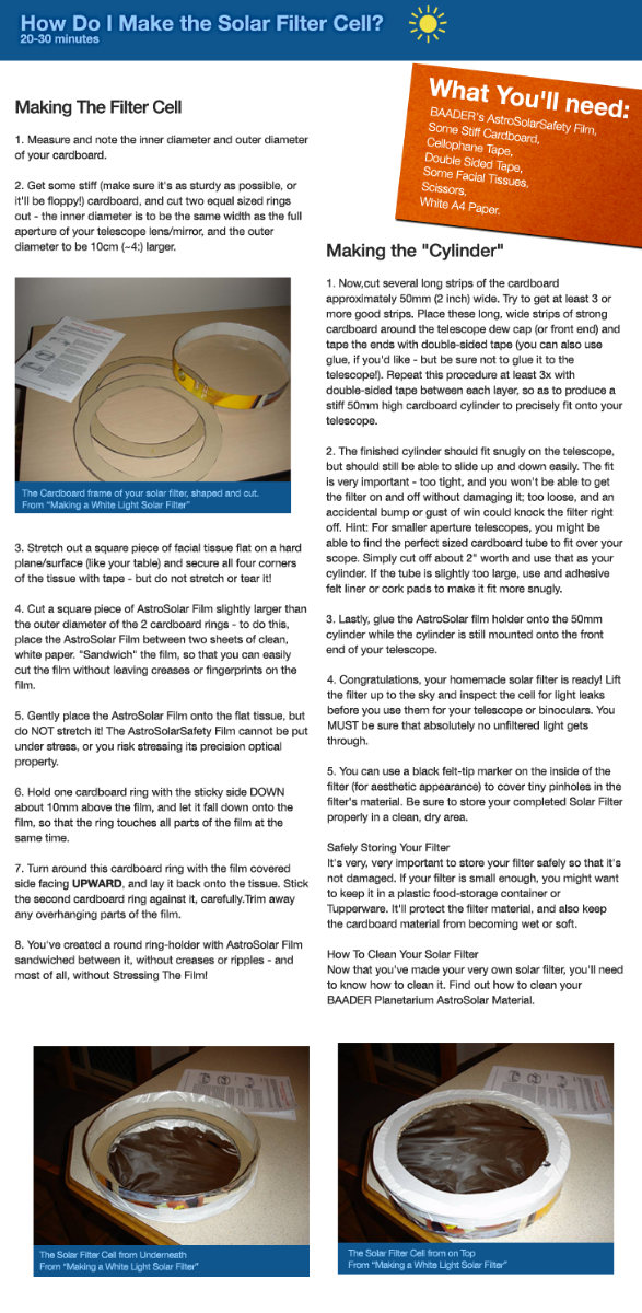 How to make a solar filter cell